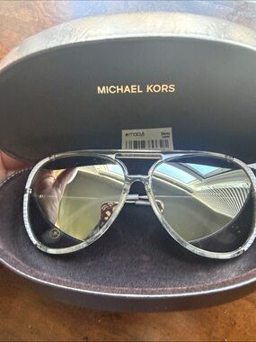 Michael Kors Clear-Frame Aviator Sunglasses with Green Lenses